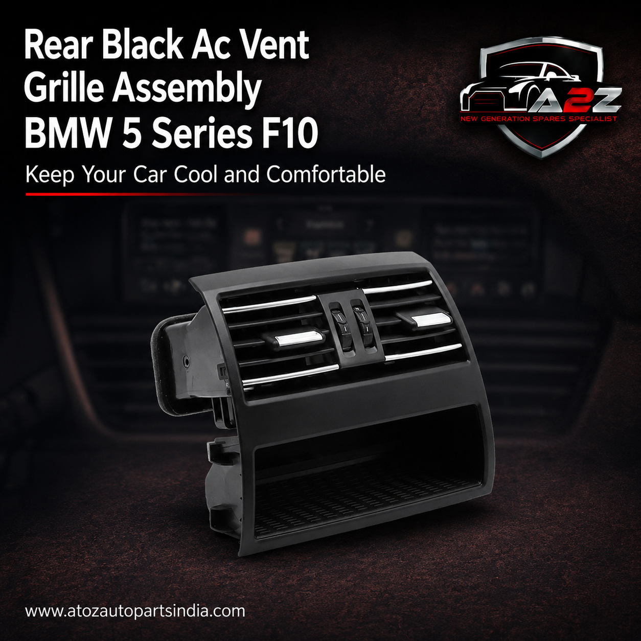 Rear Black Ac Vent Grille Assembly 64229172167 64229172167-SK Compatible With BMW 5 Series F10