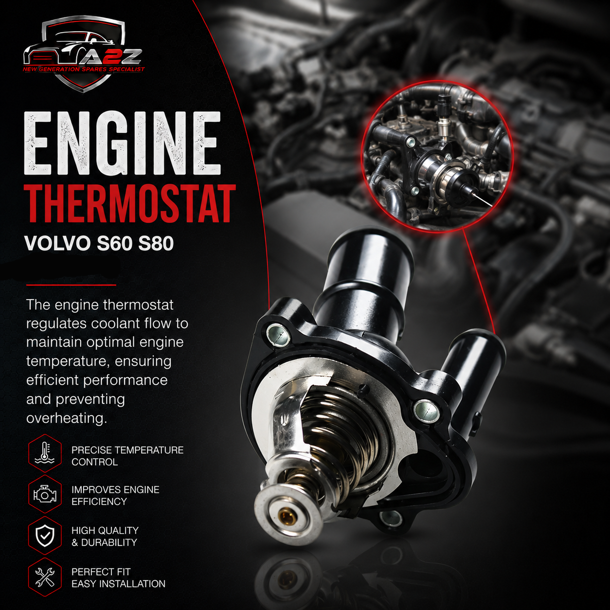 Engine Thermostat  31316344 Compatible With VOLVO S60/S80 Tag No.120