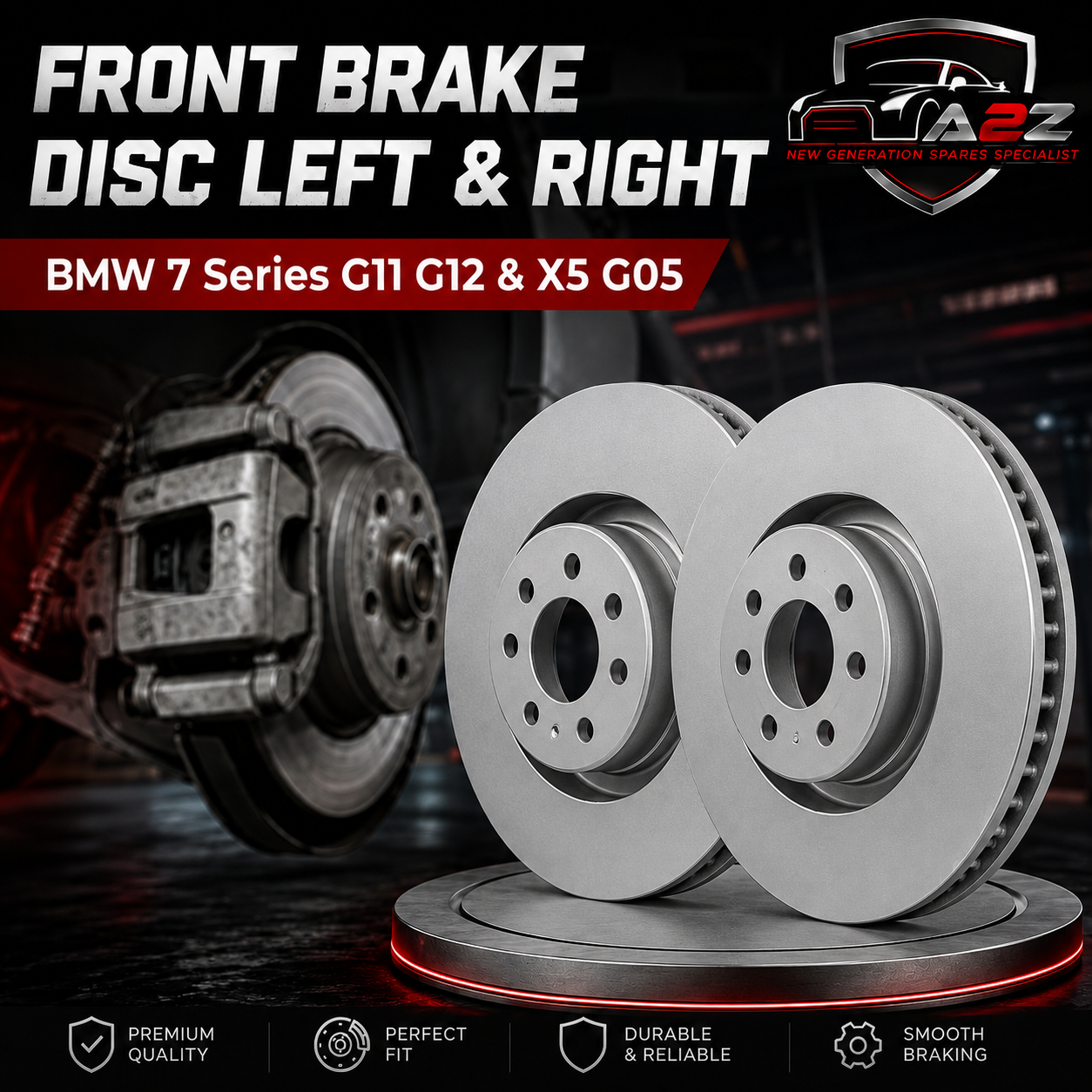 Front Brake Disc Set Left 34116887397 & Right 34116887398  Compatible With BMW 7 Series G11 G12 & X5 G05