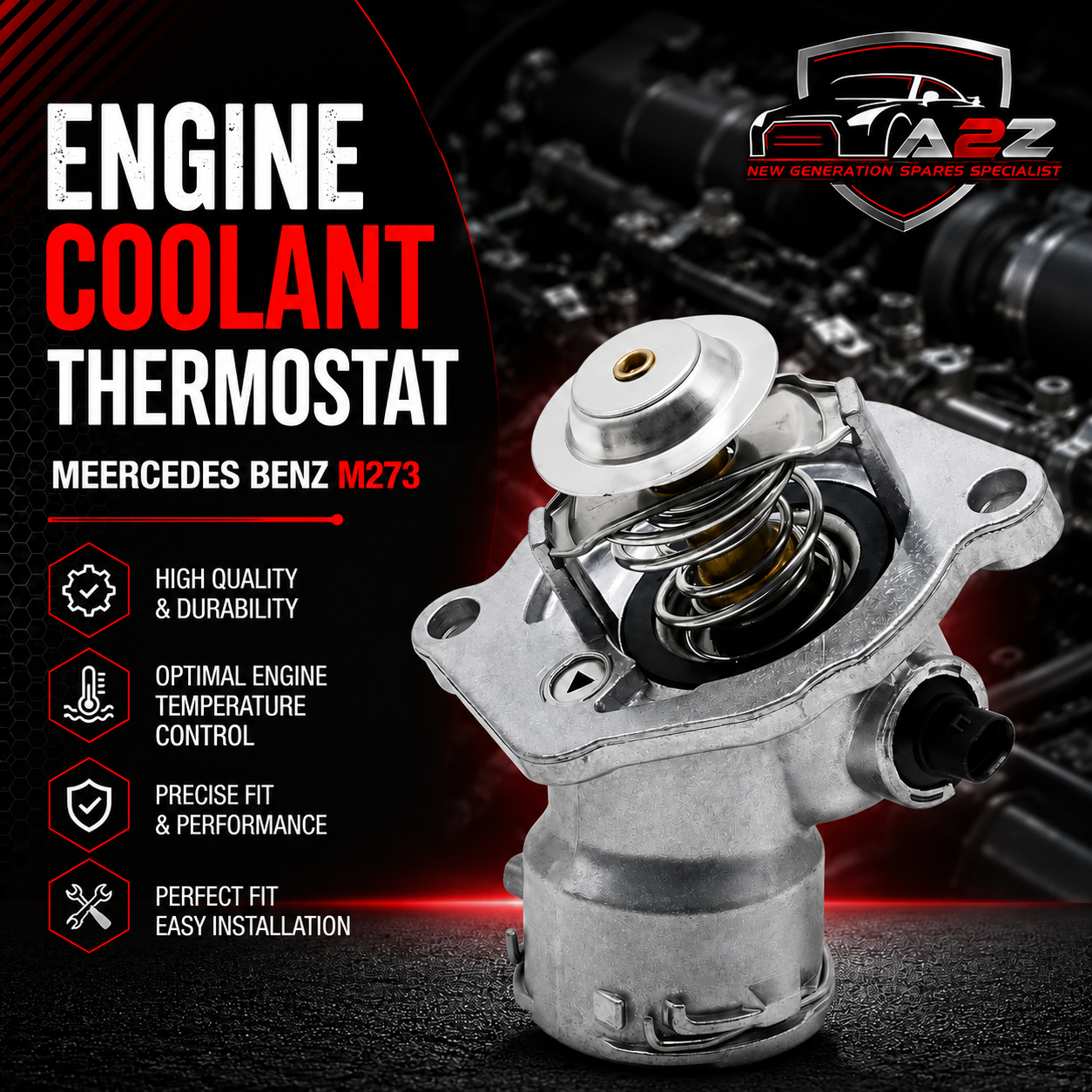 Engine Coolant Thermostat 2732000215 Compatible With Mercedes Benz M273
