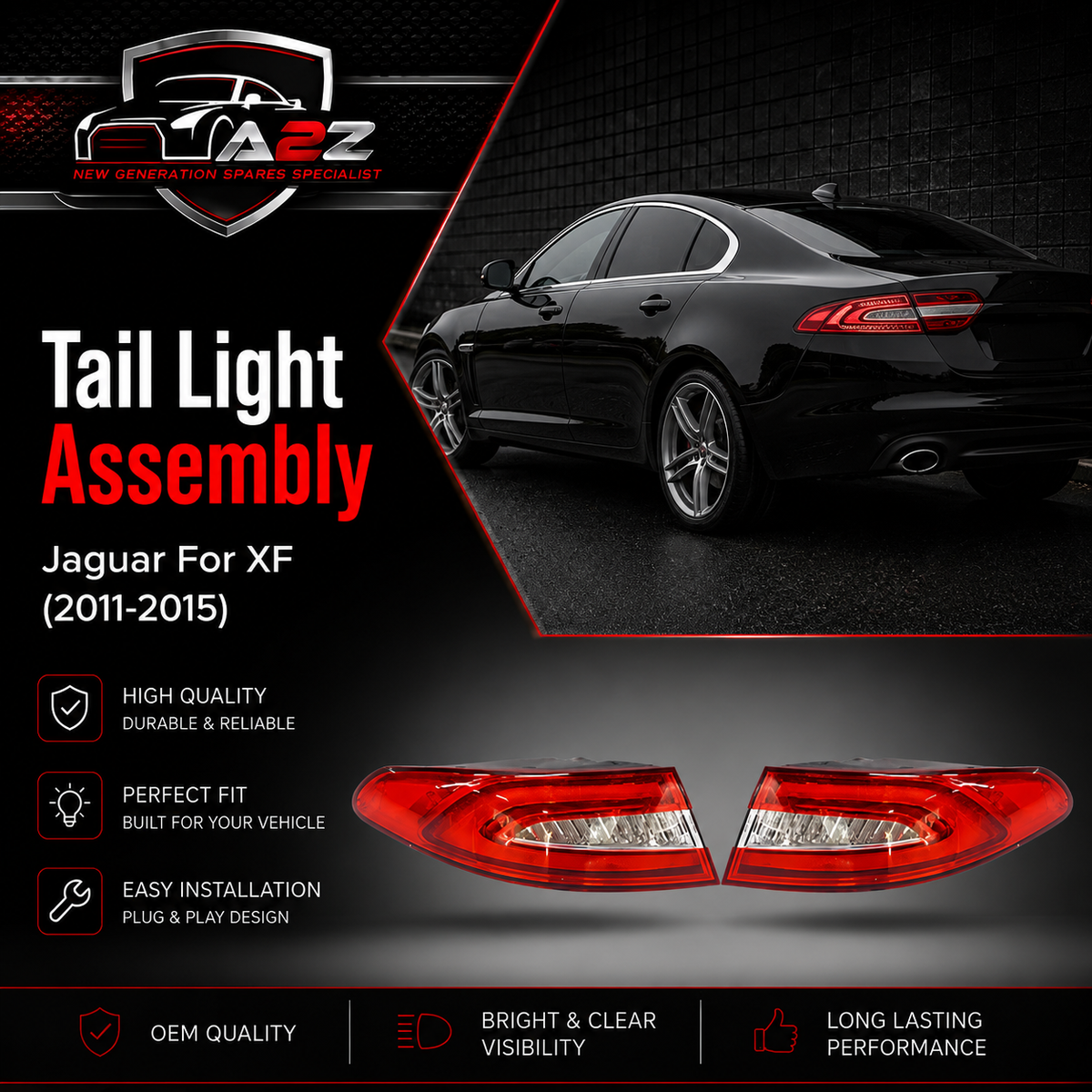 Complete Tail Light Assy Right C2Z25151 Left C2Z25152 Compatible With Jaguar  For XF Tag No.14