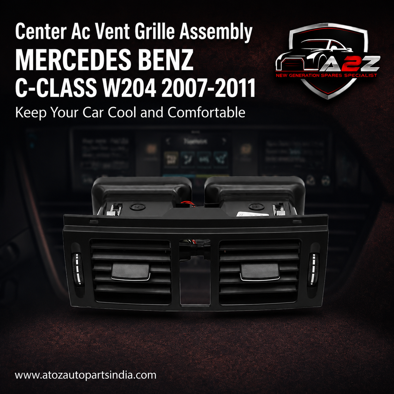 Center Ac Vent Grille Assembly Compatible With MERCEDES BENZ C-CLASS W204 2007-2011