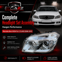 Headlamp Halogen Left 2048206859 & Right 2048206959 Compatible With Mercedes Benz W204 For C CLASS (2008-2011)