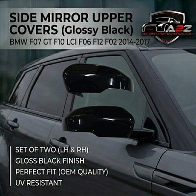 Side Mirror upper cover (Side Mirror cover) Glossy Black Horn Model Left 51167308683 & Right 51167308684 Compatible With BMW 5 Series F07 GT & F10 LCI & 6 Series F06 F12 & 7 Series F02   2014-2017 TAG-SMC-59