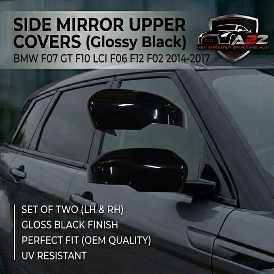 Side Mirror upper cover (Side Mirror cover) Glossy Black Horn Model Left 51167308683 & Right 51167308684 Compatible With BMW 5 Series F07 GT & F10 LCI & 6 Series F06 F12 & 7 Series F02   2014-2017 TAG-SMC-59