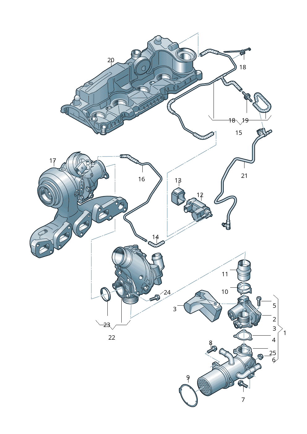 Exhaust Gas Recuperation EGR Assembly 04L131512P 04L131512B Compatible With AUDI A3 Limousine (8VS, 8VM) | A3 / S3 & SKODA KODIAQ I (NS6, NS7, NV7)