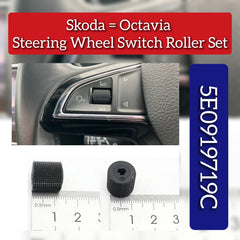 Black Steering Wheel Button Knob Set 5E0919719C Compatible with Skoda Octavia