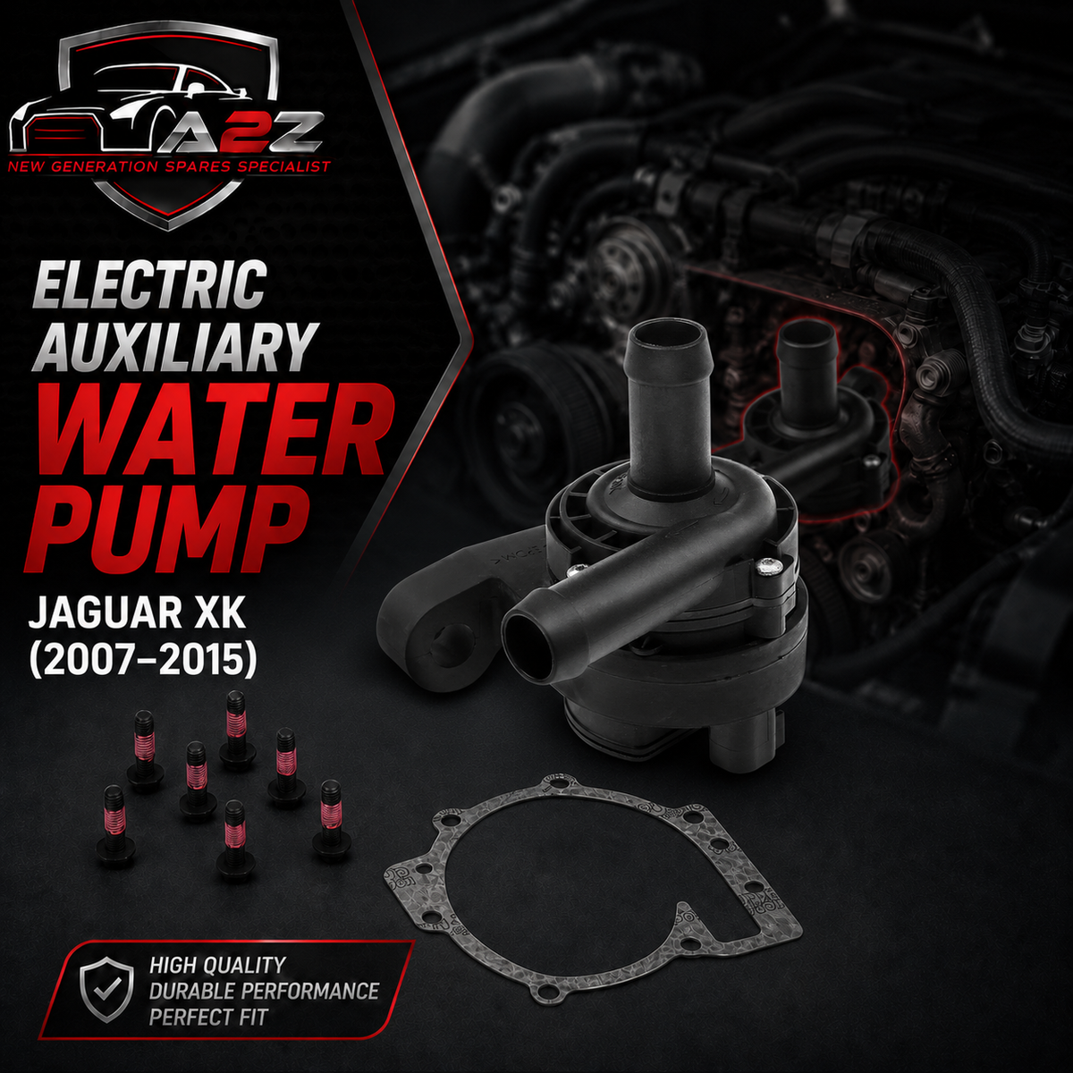 Electric Auxiliary Water Pump 4R8318D474AA C2P3531 Compatible With Jaguar XK (2007–2010) XKR (2003–2015)