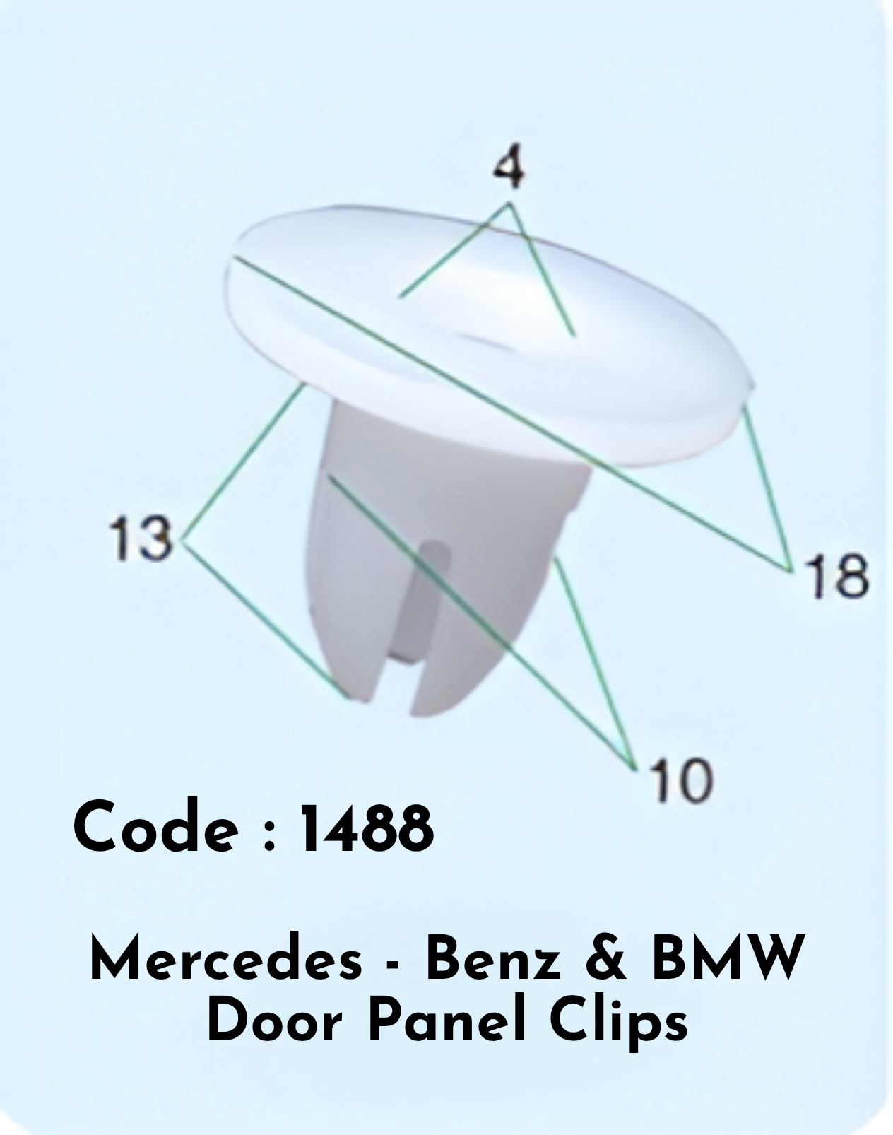Door Panel Clips  (Set of 10) Code:1488 Compatible With Mercedes Benz And BMW