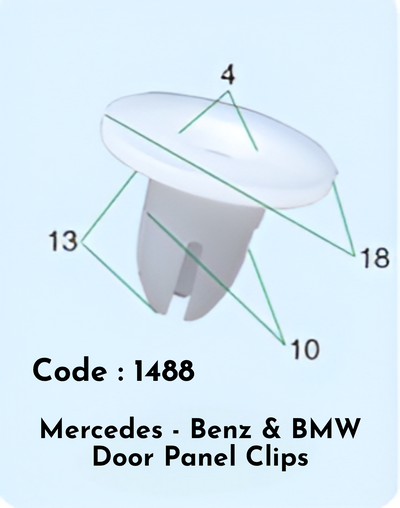 Door Panel Clips  (Set of 10) Code:1488 Compatible With Mercedes Benz And BMW