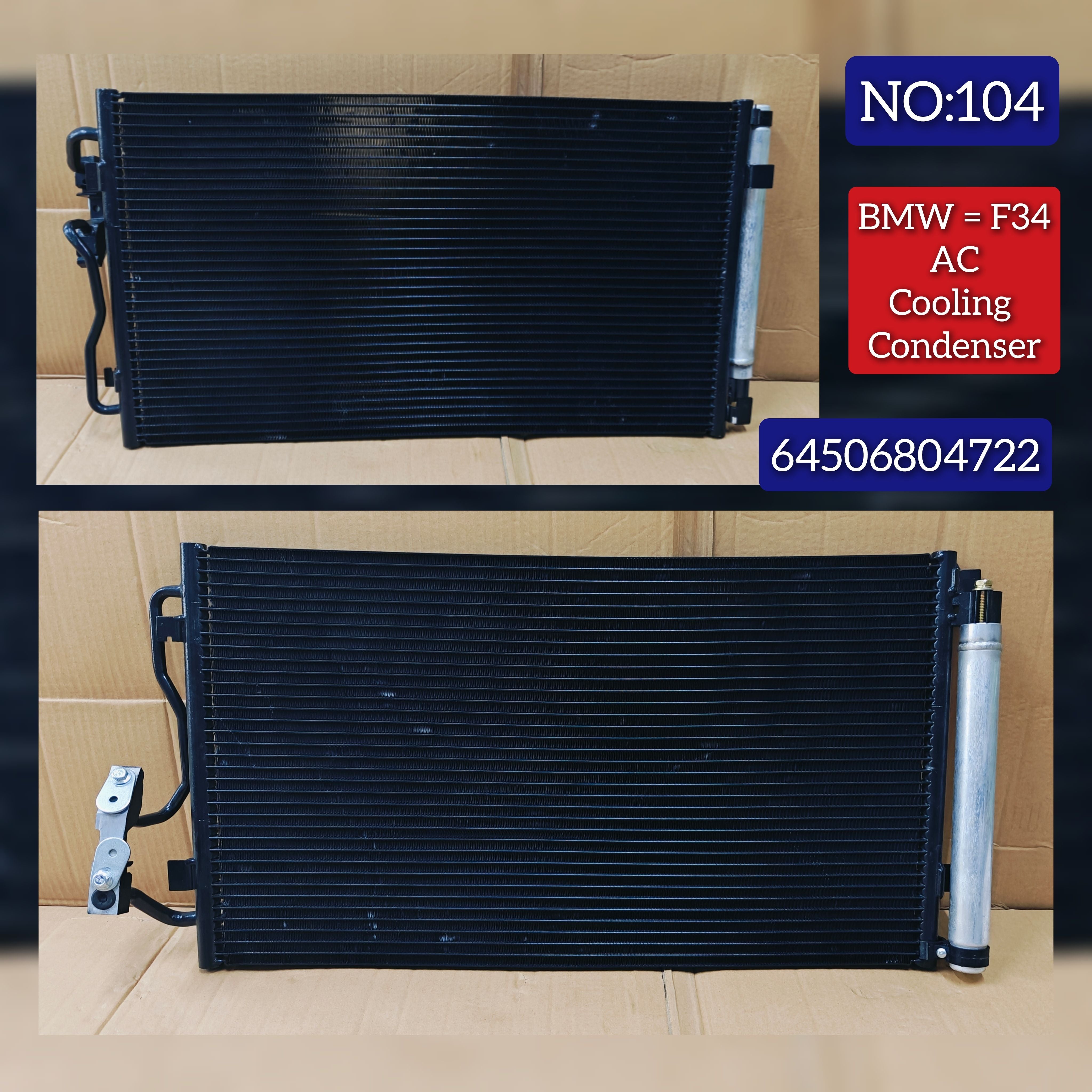 AC Condenser 64506804722 Compatible With BMW 3 Series (F30, F80) 3 Series Gran Turismo (F34) i8 (I12) Tag No.104