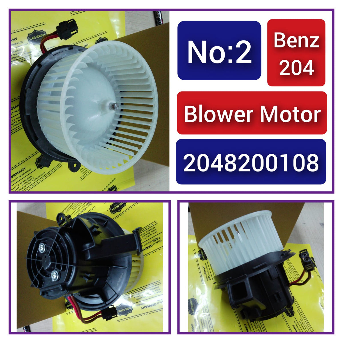 AC Heater Blower Motor 2048200108 2048200908 A2048200108 A2048200908 Compatible with MERCEDES-BENZ C-CLASS (W204) & E-CLASS (W212) Tag-BM-02
