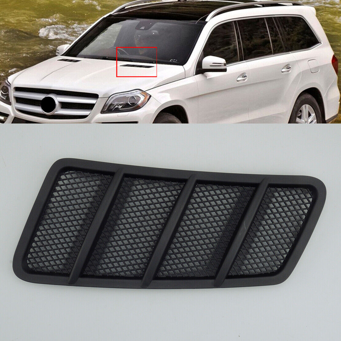 Hood Air Vent Grille Cover Set Left 1668800105 & Right 1668800205 Compatible with MERCEDES BENZ  M-CLASS W166 & GLE W166 & GLS W166 & GL-CLASS W166