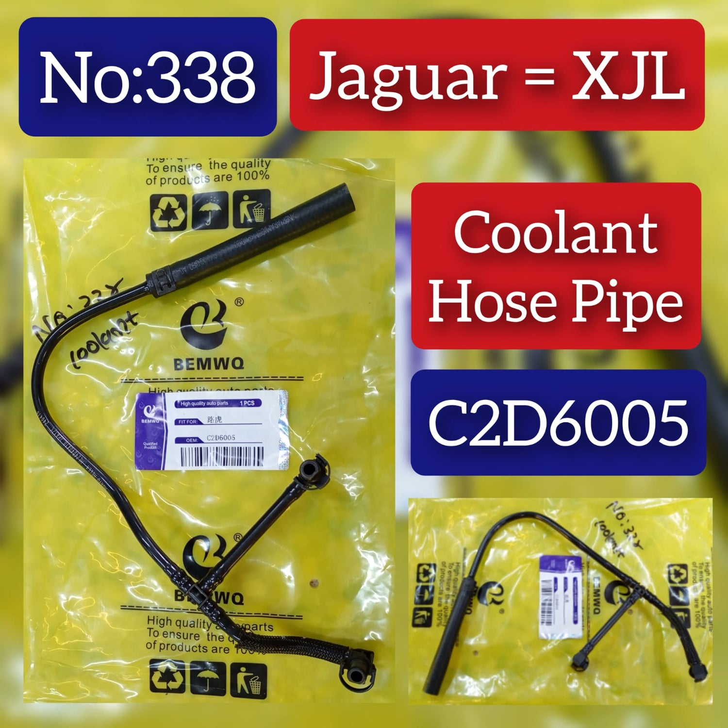 Coolant Hose Pipe C2D6005 Compatible With JAGUAR XJL Tag No.338