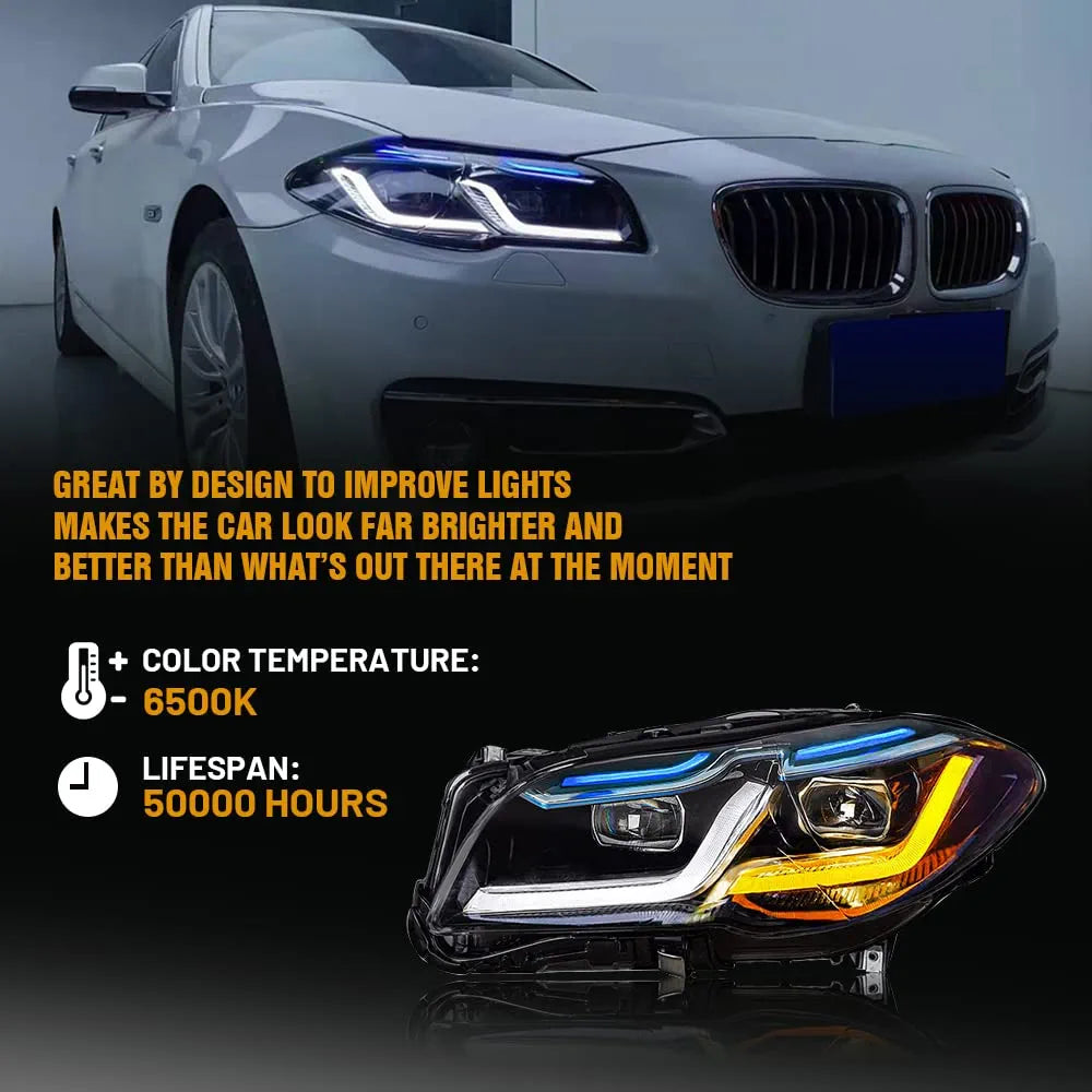Complete Headlight Assy Set (Upgrade To G30 Style) Plug And Play No Need To Change Bumper Compatible With BMW F10 (2011-17) Tag No.4