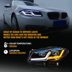 Complete Headlight Assy Set (Upgrade To G30 Style) Plug And Play No Need To Change Bumper Compatible With BMW F10 (2011-17) Tag No.4