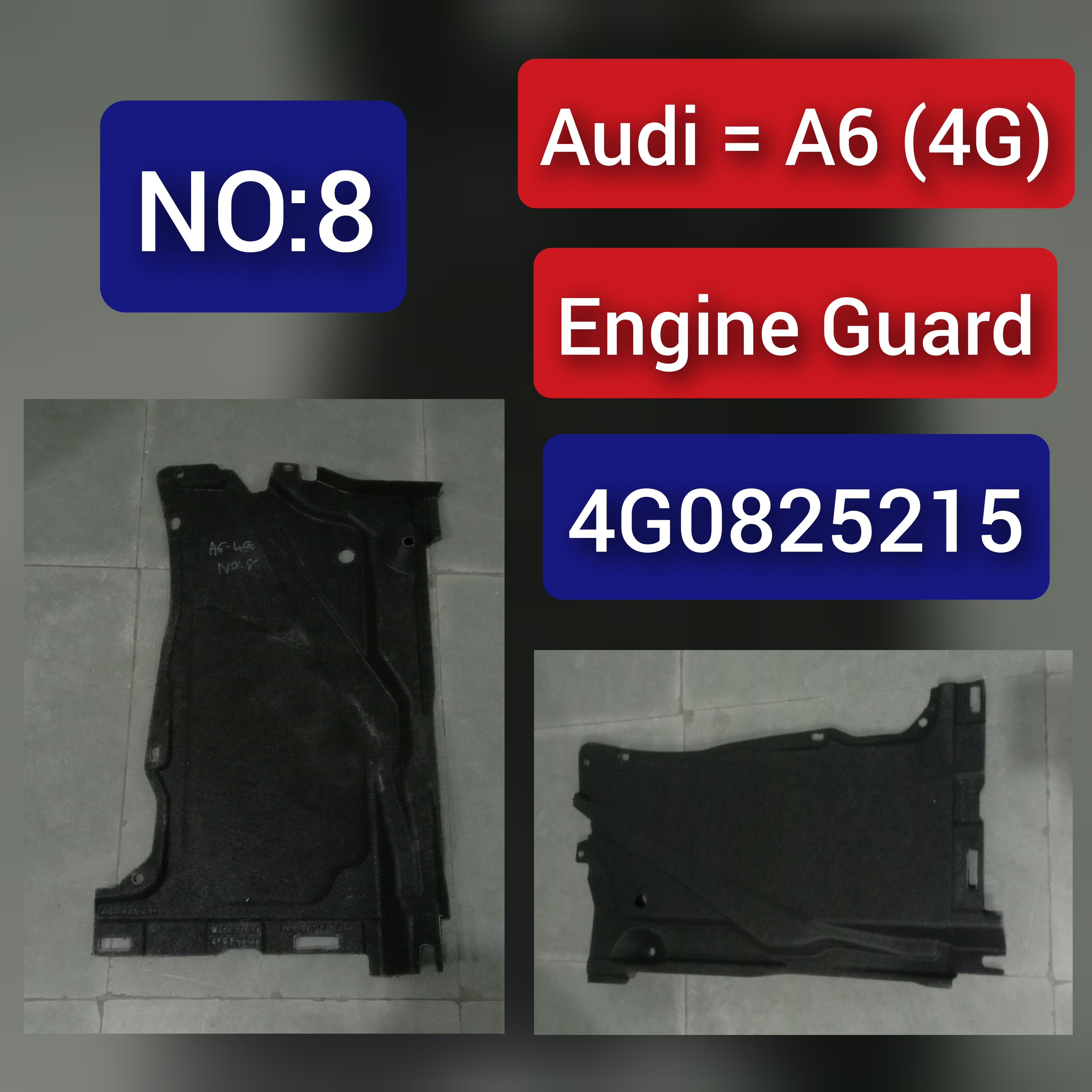 Underbody Shield Panel Left Rear 4G0825215 Compatible With AUDI A6 C7 (4G2, 4GC) | A6 / S6 & A6 C7 Avant (4G5, 4GD) | A6 / S6 Tag No.8
