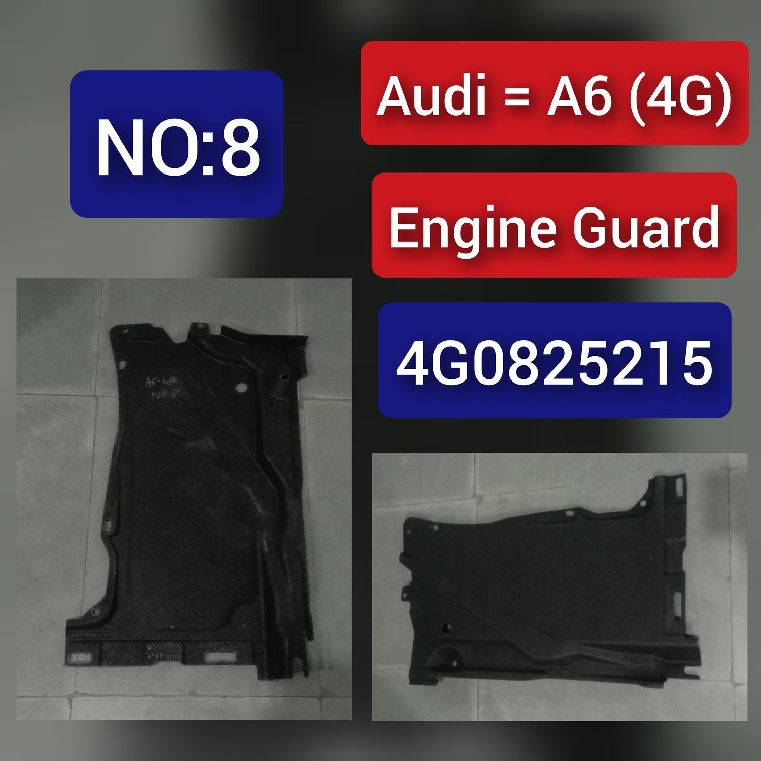 Underbody Shield Panel Left Rear 4G0825215 4GD825215F Compatible With AUDI A6 C7 (4G2, 4GC) | A6 / S6 & A6 C7 Avant (4G5, 4GD) | A6 / S6 Tag No.8