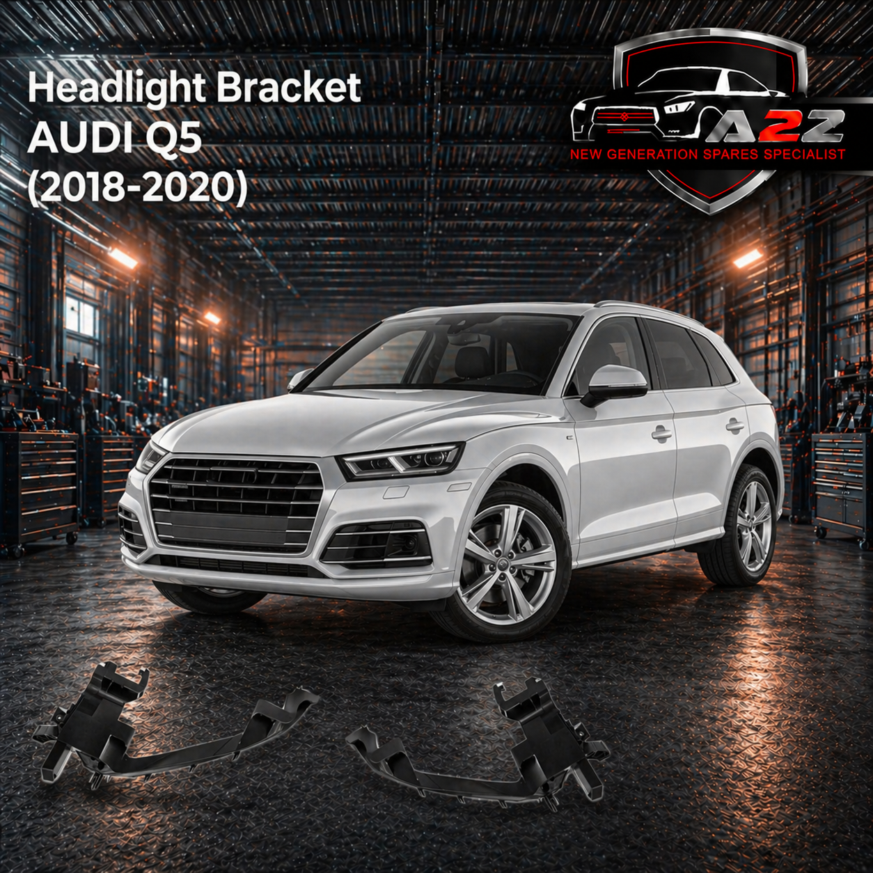 Headlight Mounting Bracket Left 80D807607 & Right 80D807608 Compatible With AUDI Q5 (2018-2020) Tag No.170