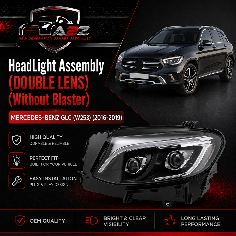 Headlight Headlamp Left A2539061501 & Right A2539061601 (DOUBLE LENS) (Without Blaster) Compatible With MERCEDES-BENZ GLC (W253) (2016-2019)