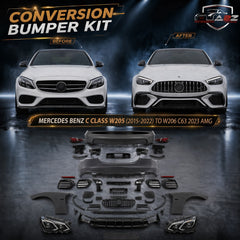 A To Z Compatible With Mercedes Benz C Class W205 (2015-2022) To W206 C63 2023 Amg Upgrade Facelift Conversion Body Kit Bumper Hood Headlight Taillight CC-6431 (Shipping Cost Not Included In Price)