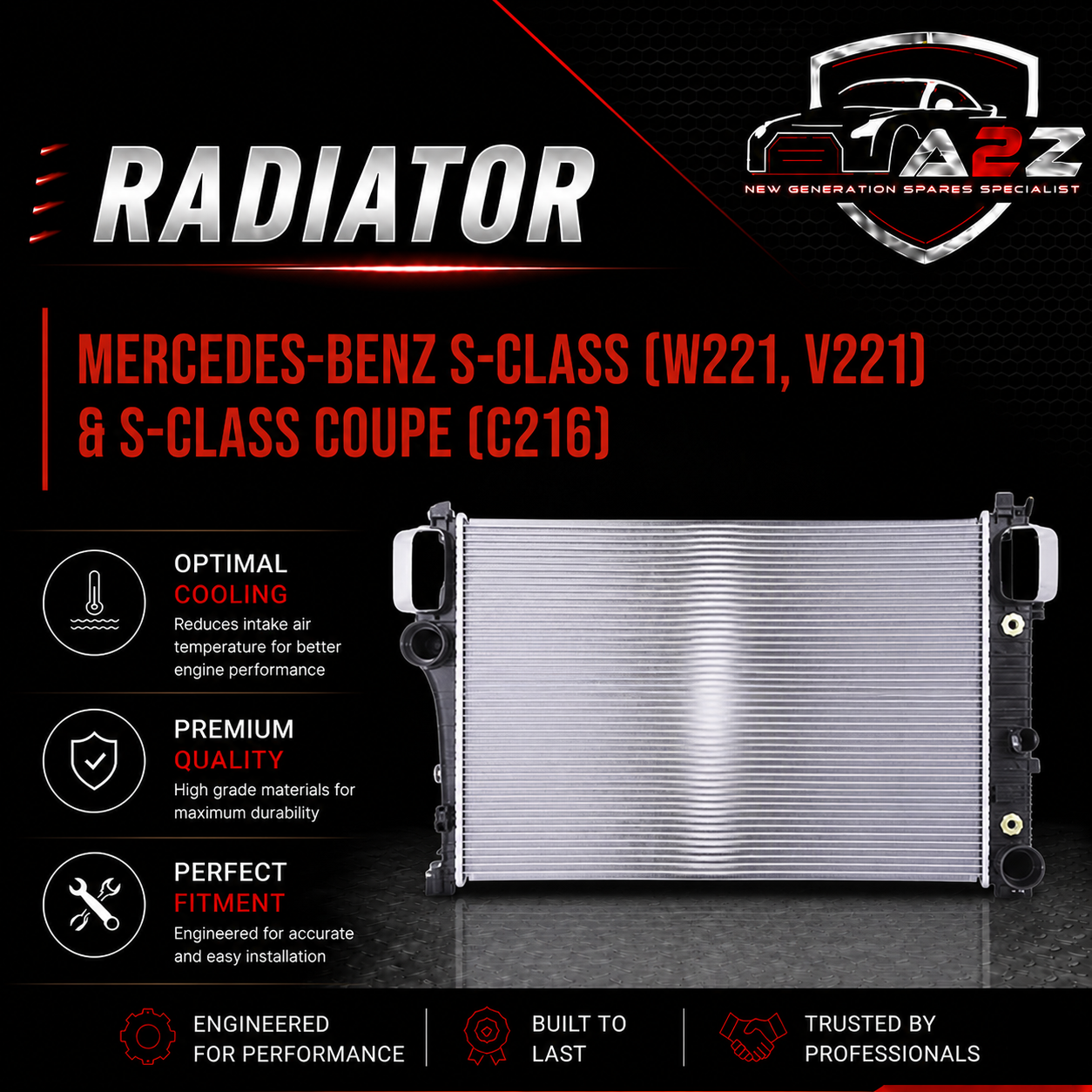 Radiator A2215000003 A2215000203 A2215000503 A2215002603 Compatible with MERCEDES-BENZ S-CLASS (W221, V221)  & S-CLASS Coupe (C216)