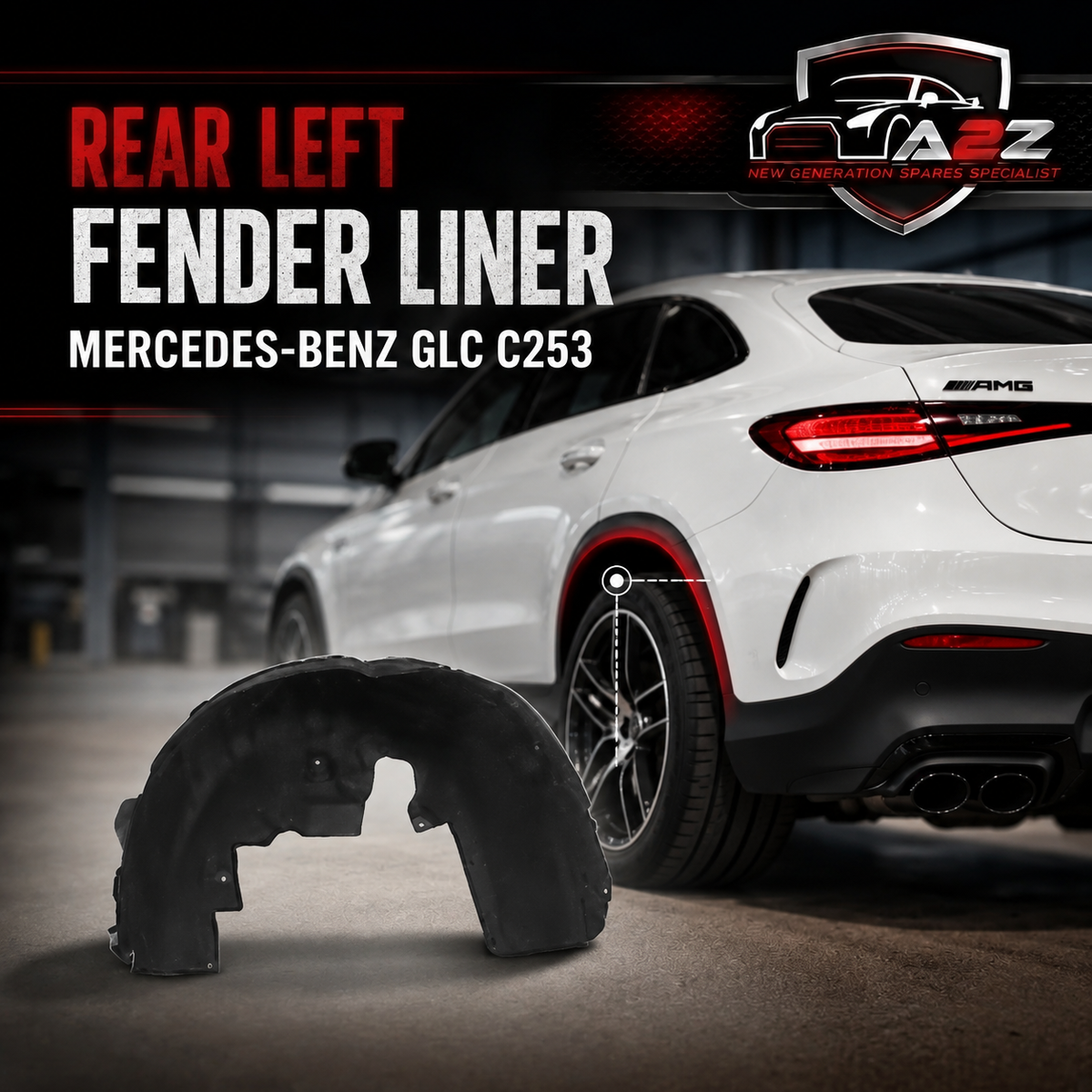 Rear Left Fender Liner 2536900530 A2536900530 Compatible With MERCEDES-BENZ GLC C253 Tag-FEM-85