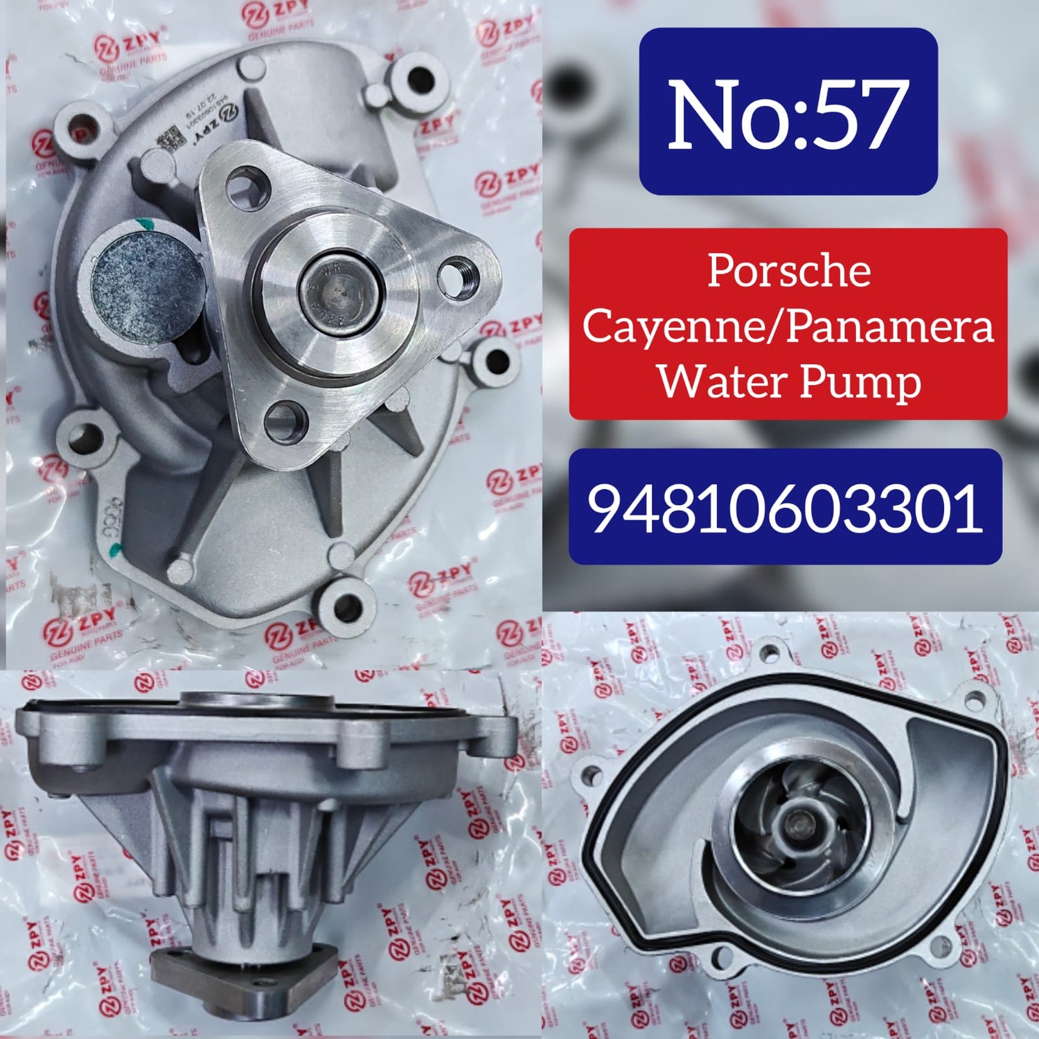 Water Pump 94810603301 Compatible With PORSCHE CAYENNE 92A & PANAMERA 970 Tag-W-57