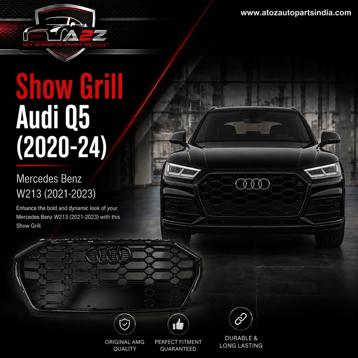 Show Grill 80G853651N/M3FZ Compatible With Audi Q5 (2020-24) Tag No.157