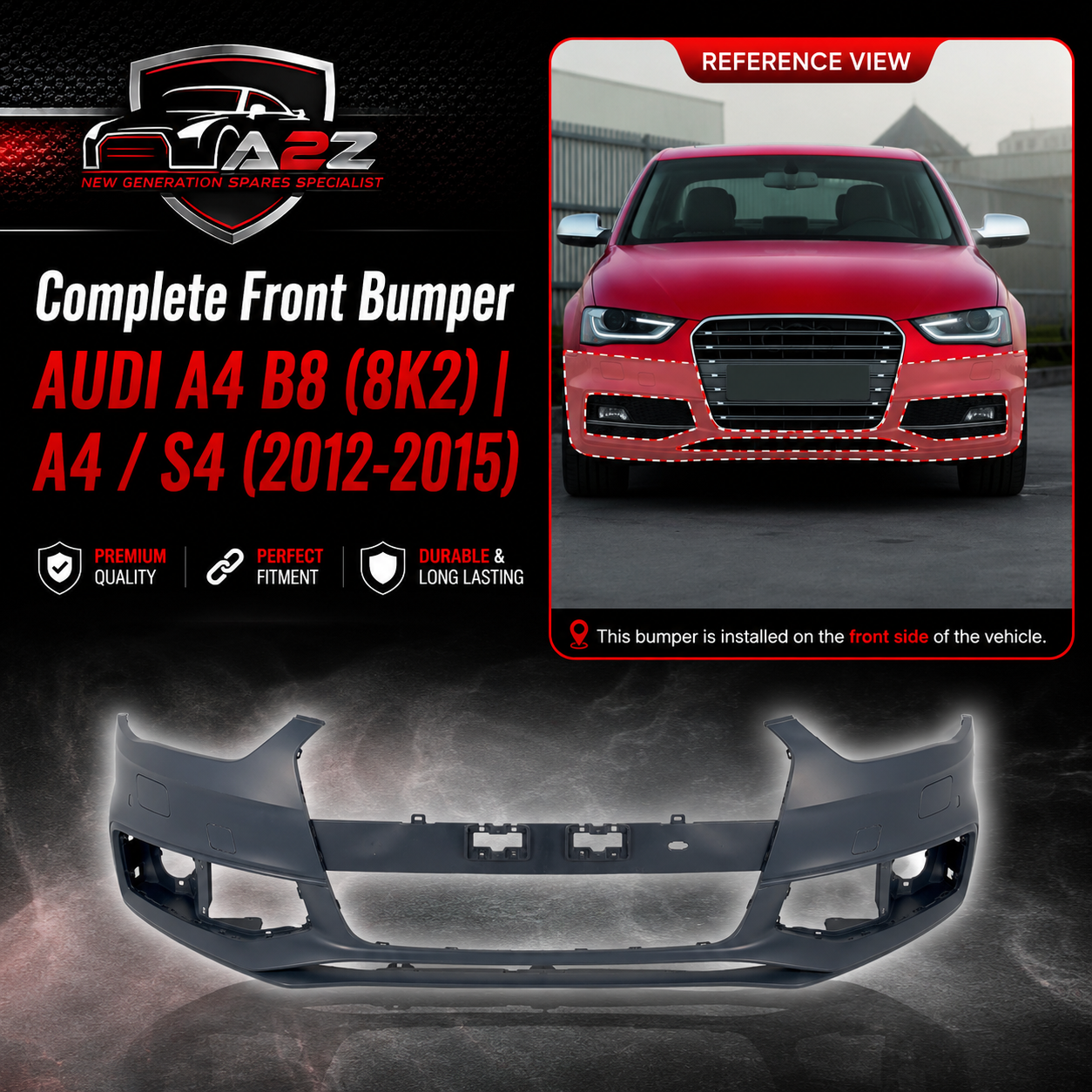 Front Bumper 8K0807065F Compatible With AUDI A4 B8 (8K2) | A4 / S4 (2012-2015) No:- 12 No:-21