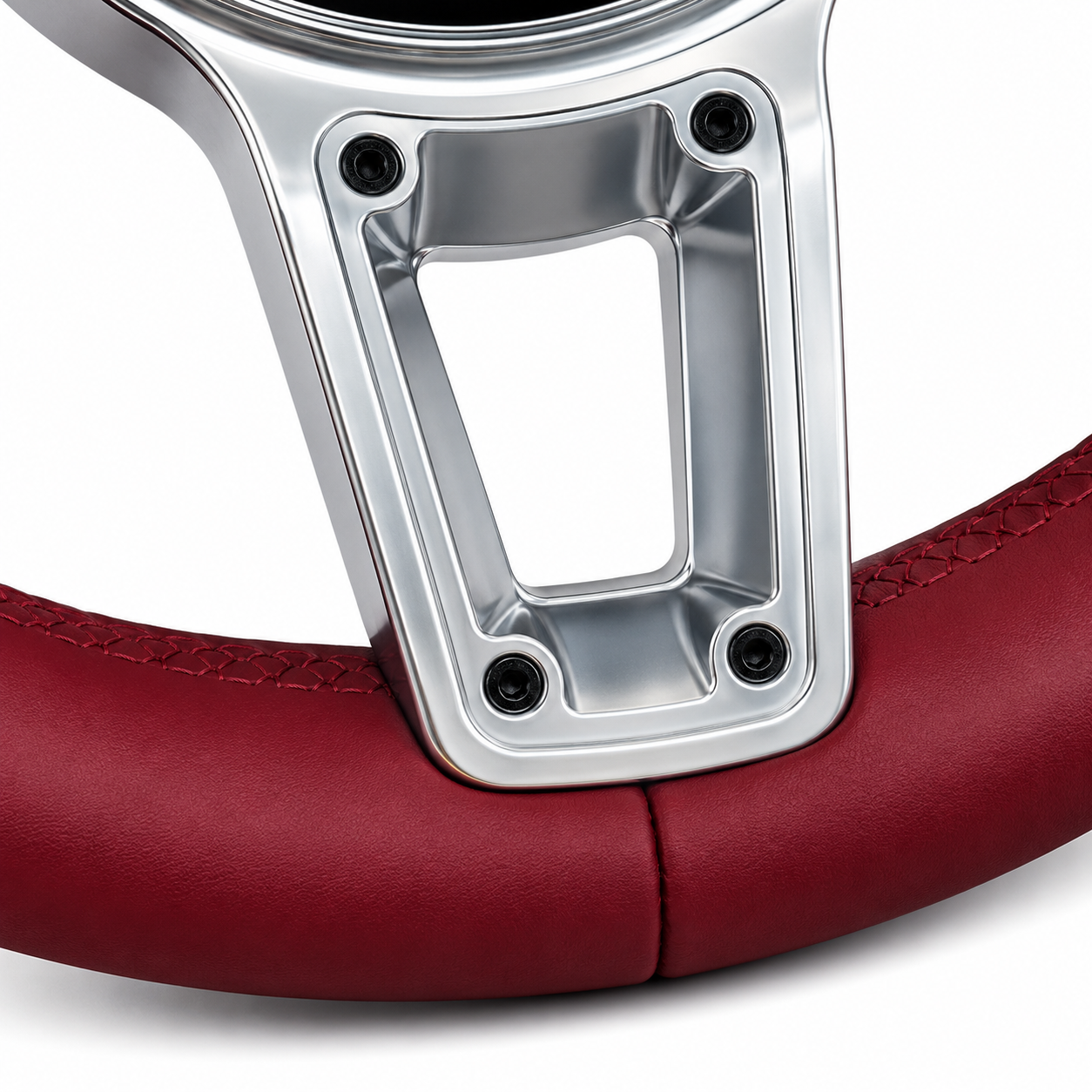 Burgundy Smooth Leather Steering Wheel Compatible With Porsche All Models