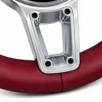 Burgundy Smooth Leather Steering Wheel Compatible With Porsche All Models