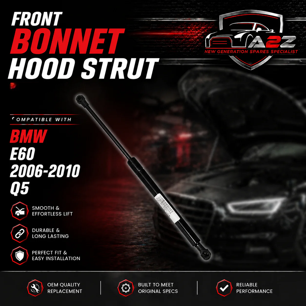 Front Bonnet Hood Strut 51237008745 Compatible With BMW 5 SERIES E60 2006-2010 Q5