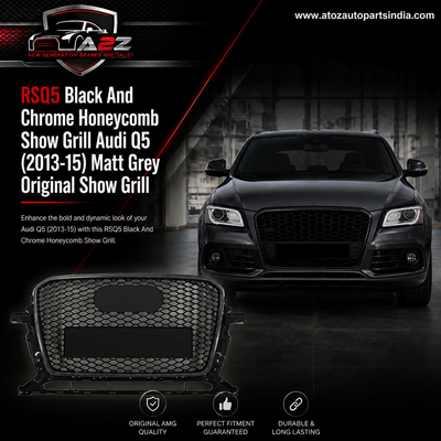 RSQ5 Black And Chrome Honeycomb Show Grill Compatible With Audi = Q5 (2013-15) Tag No.150