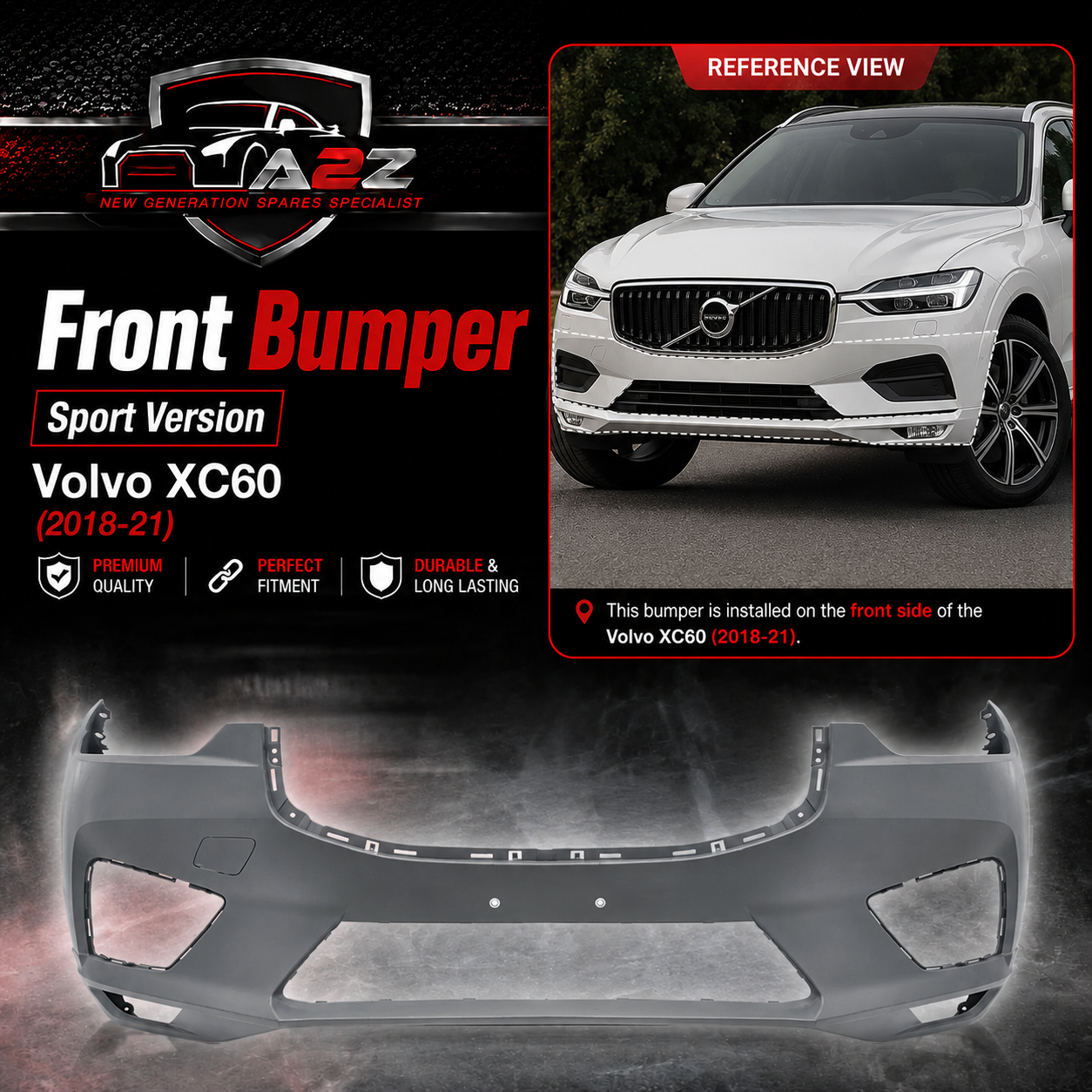 Front Bumper Sport Version 39847140 39848914 Compatible With Volvo XC60 (2018-21)