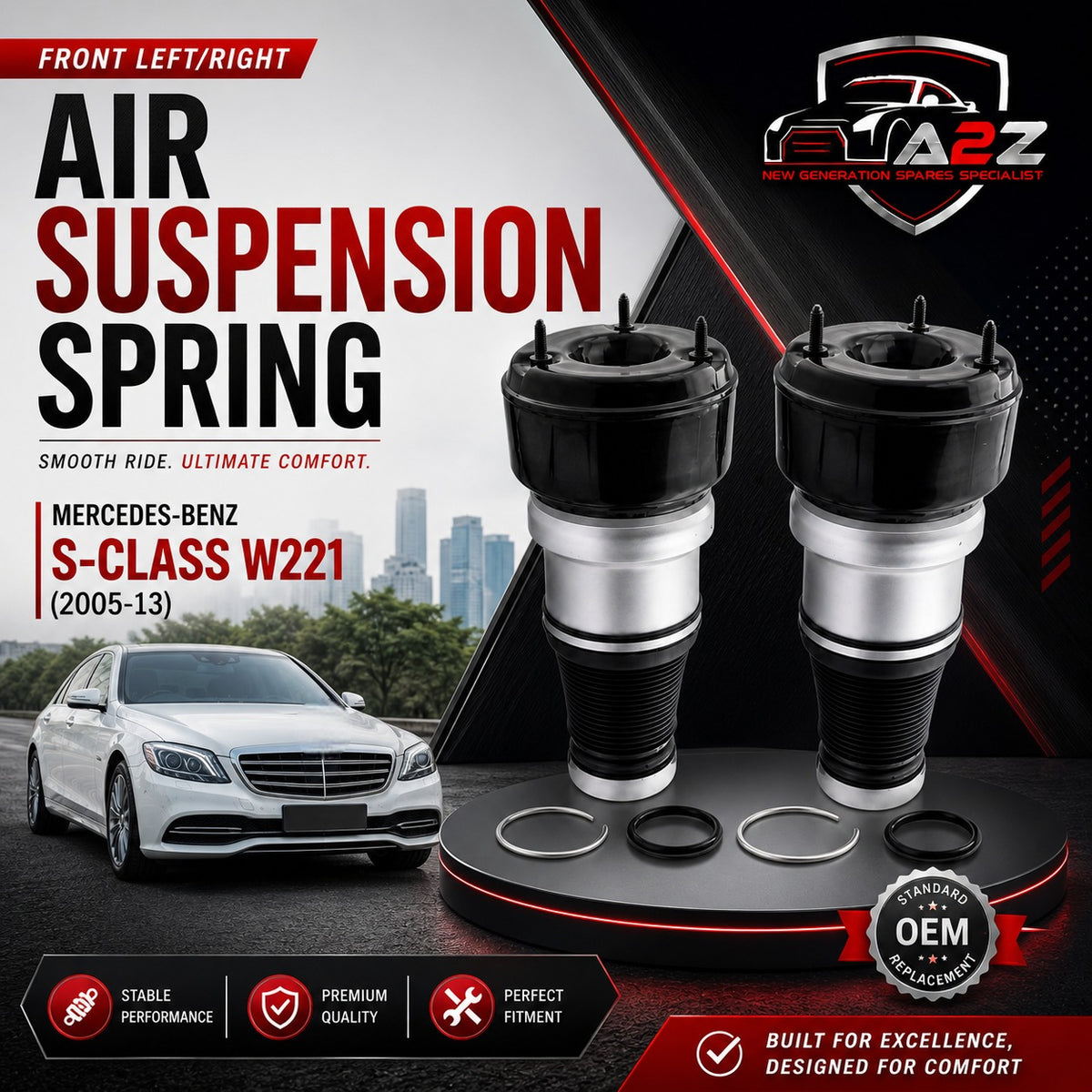 Front Left/Right Air Suspension Spring 2213203513 2213204613 2213204913 2213205113 2213207313 Compatible With MERCEDES-BENZ S-CLASS W221 (2005-13)