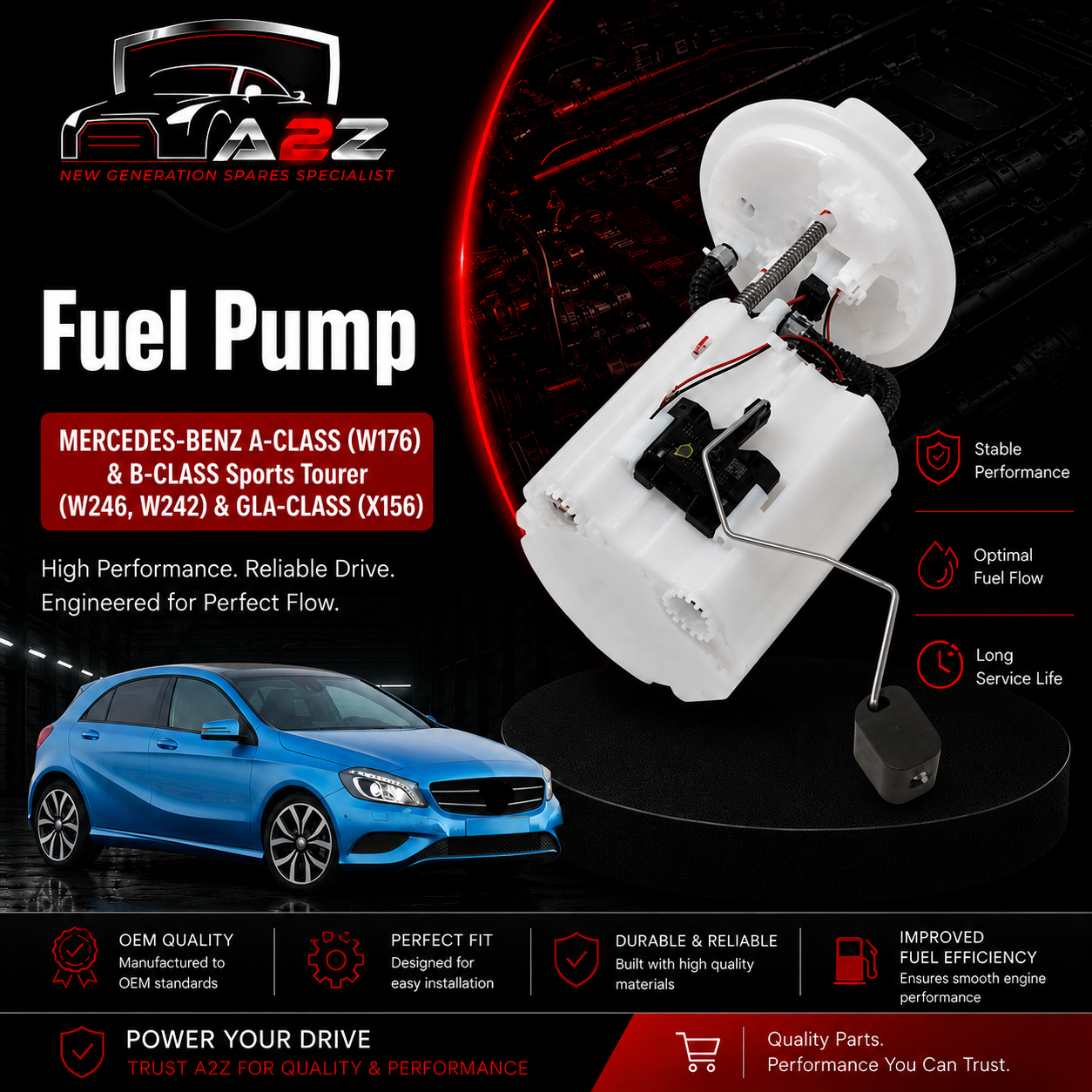 Fuel Pump 2464700994 A2464700994 Compatible With Mercedes Benz A-CLASS (W176) & B-CLASS Sports Tourer (W246, W242) & GLA-CLASS (X156) Tag No.97