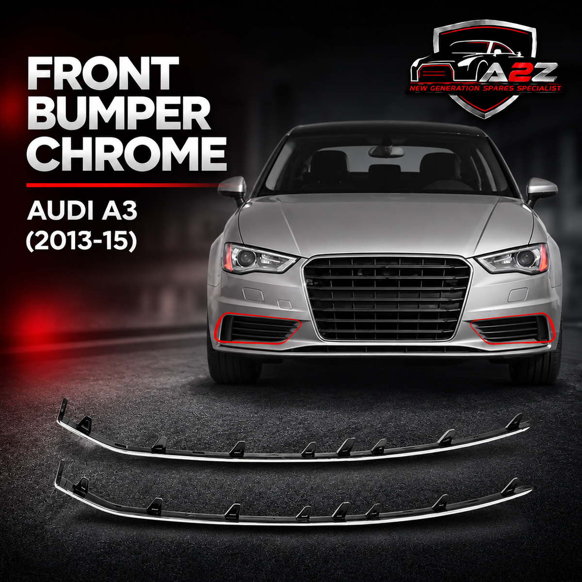 Front Bumper Chrome  Left 8V5807533 & Right 8V5807534 Compatible With  AUDI A3 Convertible (8V7, 8VE) | A3 / S3 (2013-2015) Tag No.158
