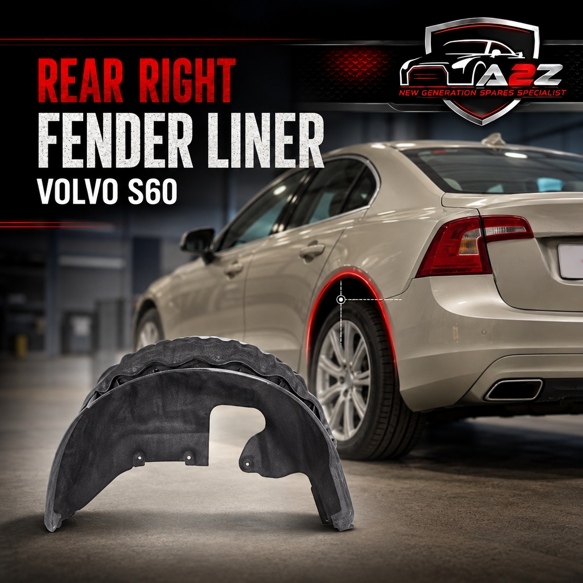 Rear Right Fender Liner 31333253 Compatible With VOLVO S60 Tag-FEV-08