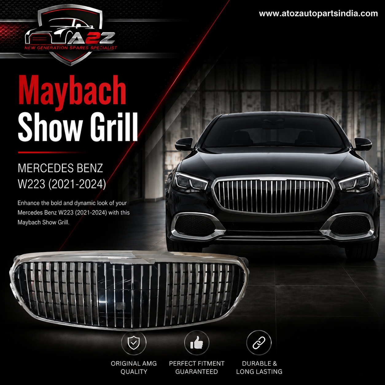 Maybach Show Grill 2238804500 A2238804500 Compatible With MERCEDES BENZ W223 (2021-2024) Tag No.211