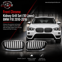 Front Chrome Kidney Grill Set (10 Lines)  Right 51137336478 & Left 51137336477 Compatible With BMW 5 Series F10 2010-2016 Tag 14