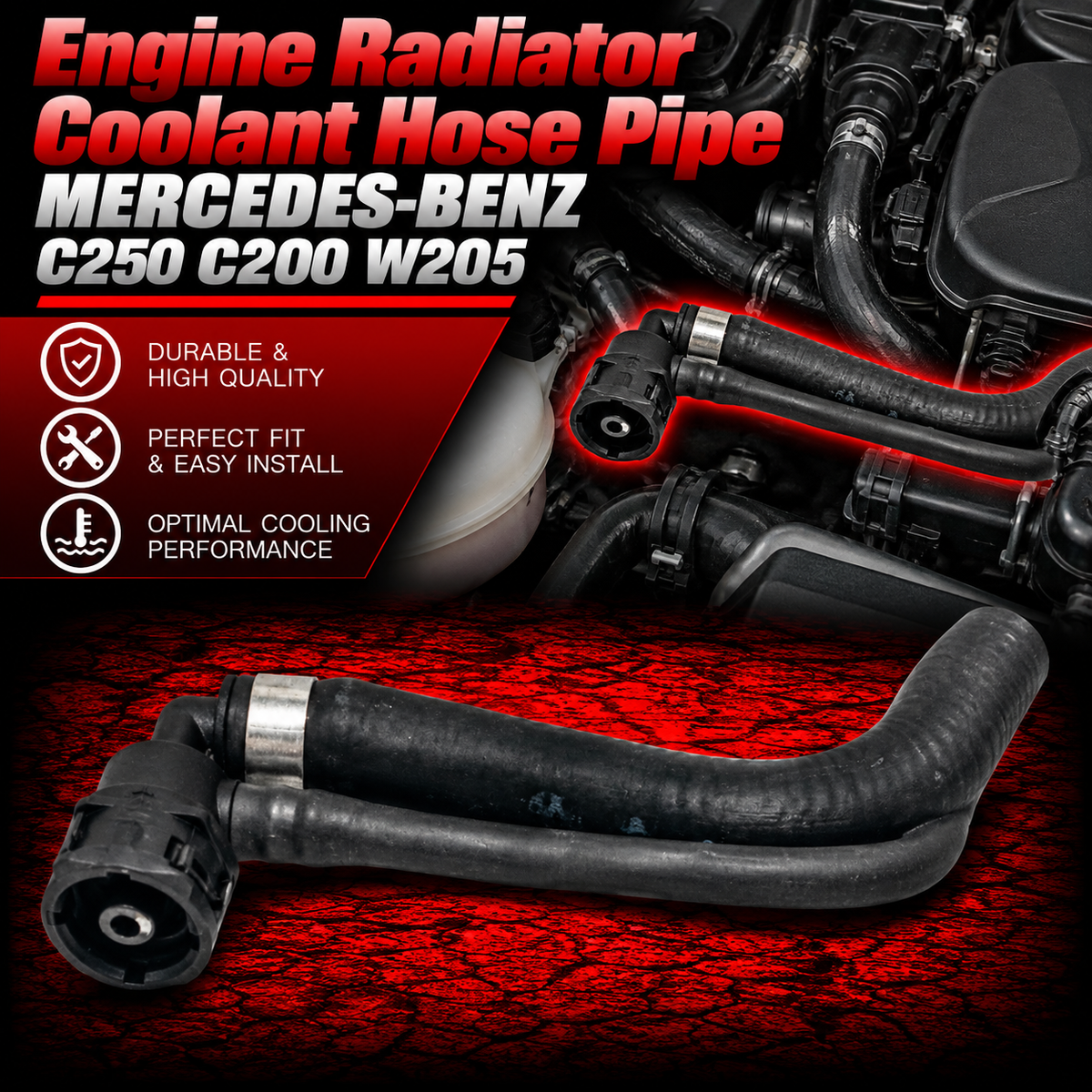 Engine Radiator Coolant Hose Structure Cooling System Water Pipe A2055016300 2055016300 Compatible With Mercedes Benz C250 C200 W205