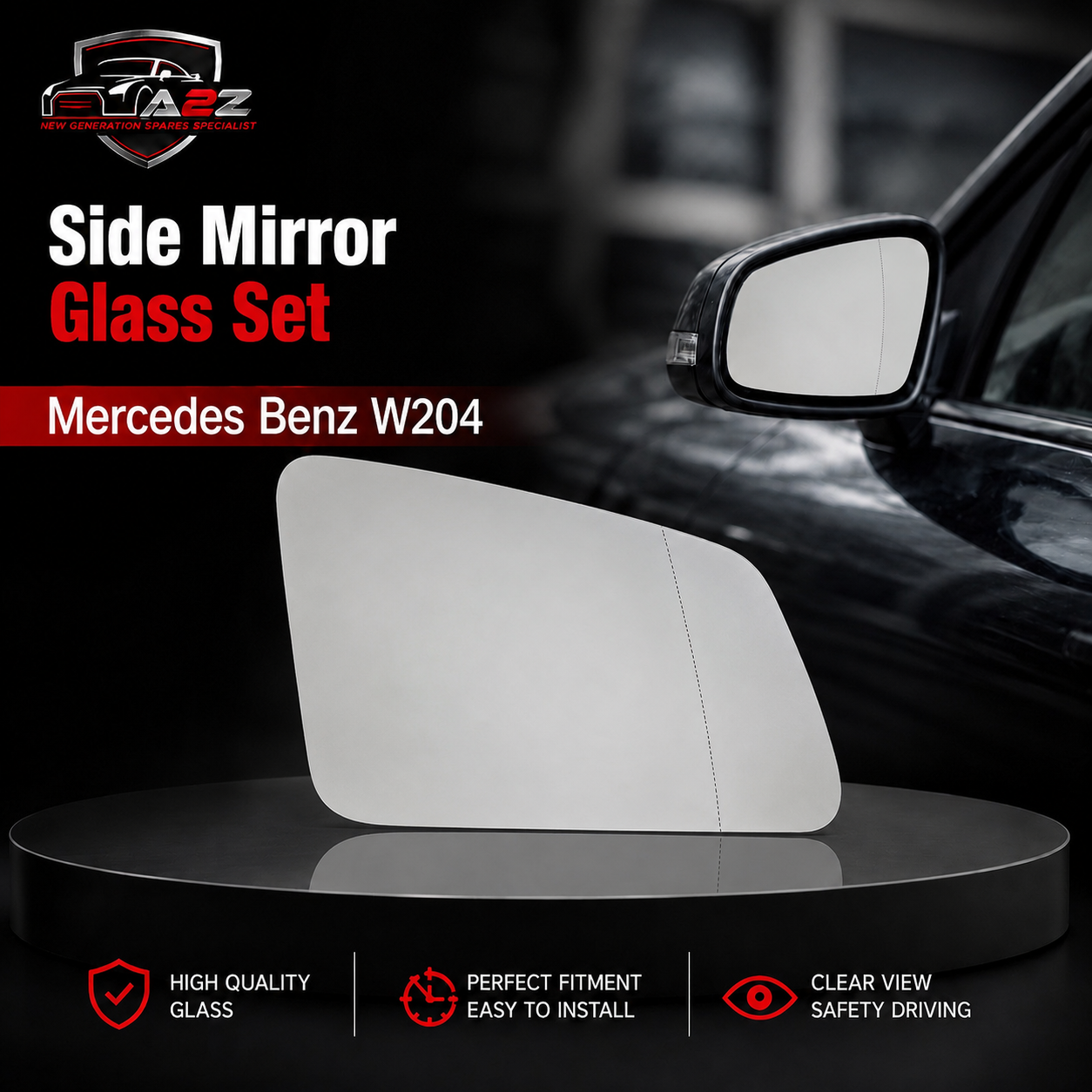 Side Mirror Glass Set Left 2128101721 & Right 2128101821 Compatible With Mercedes Benz 204/212/156/246/117/176