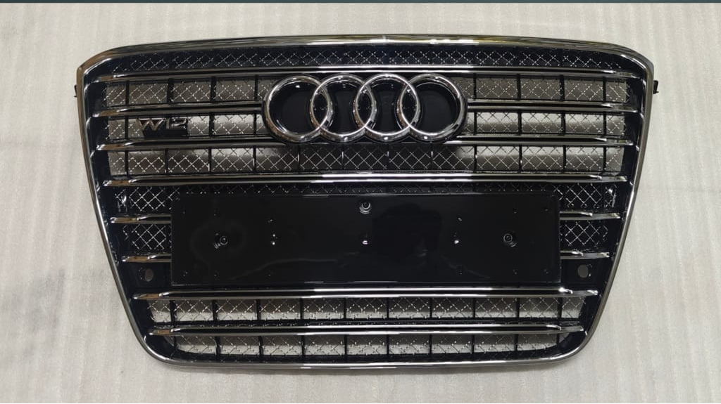 S8 Black And Chrome Upgrade Show Grill (With Logo) 4H0853651GHT94 Compatible With AUDI A8 (2011-2014) Tag No.107