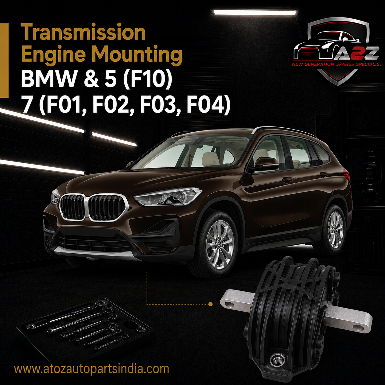 Transmission Engine Mounting 22326775908 & 22326775916 & 22326777388 Compatible With BMW & 5 (F10) 7 (F01, F02, F03, F04)