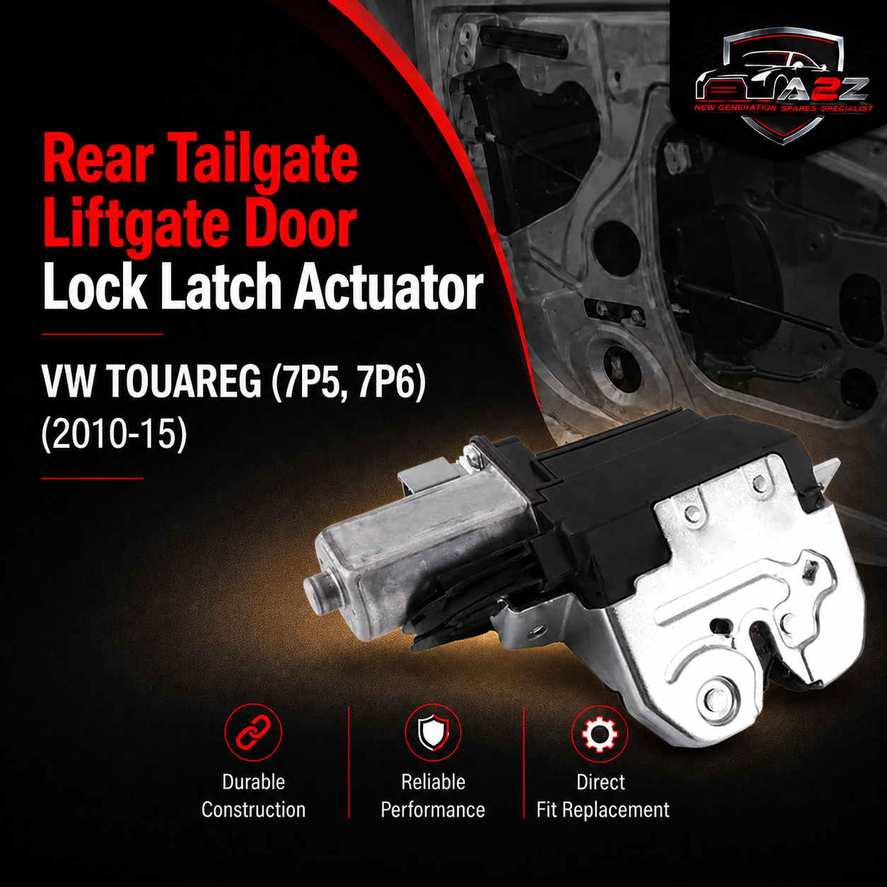Rear Tailgate Liftgate Door Lock Latch Actuator 7P0827505M Compatible with VW TOUAREG (7P5, 7P6) (2010-15)