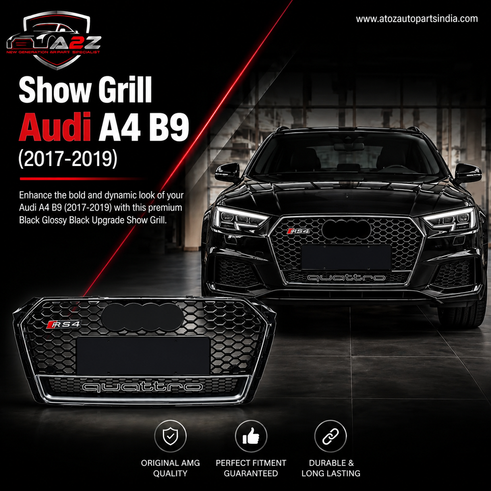 Show Grill Compatible With  Audi A4 B9(2017-19) RS4 Quattro Chrome Tag 26