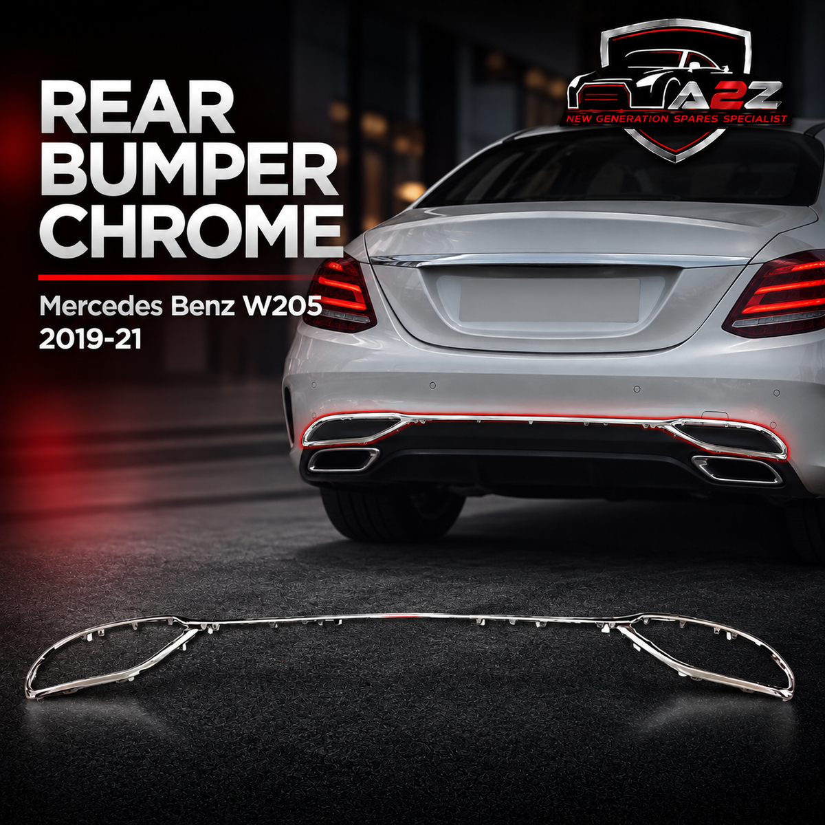 Rear Bumper Chrome 2058850401 A2058850401 Compatible With Mercedes Benz W205 2019-21 Tag No.298