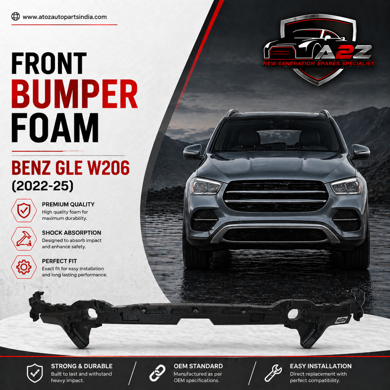 Front Bumper Foam 2068858902 A2068858902 Compatible With Mercedes Benz GLE W206 (2022-25)
