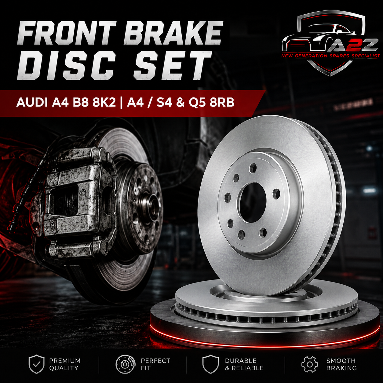 Front Brake Disc Set 8K0615301A 4GD615301 L8KD615301A Compatible With AUDI A4 B8 8K2 | A4 / S4 & Q5 8RB